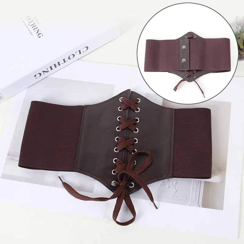 جديد مشد الشرير الأسود حزام عريض بولي Leather الجلود التخسيس أحزمة الجسم للنساء مرونة عالية حزام خصر الإناث Cummerbunds #1