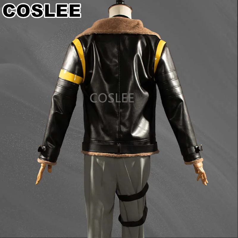 COSLEE Vtuber Luxiem Nijisanji Luca Kaneshiro Cosplay Costume New Clothes Game Suit Handsome PU Coat Halloween Party Outfit Men