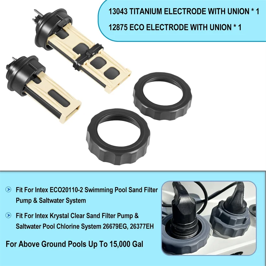 ANX 13043 & 12875 ECO Elektroden-Ersatzset Krystal Clear Pump ECO20110-2 26377EH 26679EG Salzwasser-Pool-Chlor 15K Gal – Detail 4