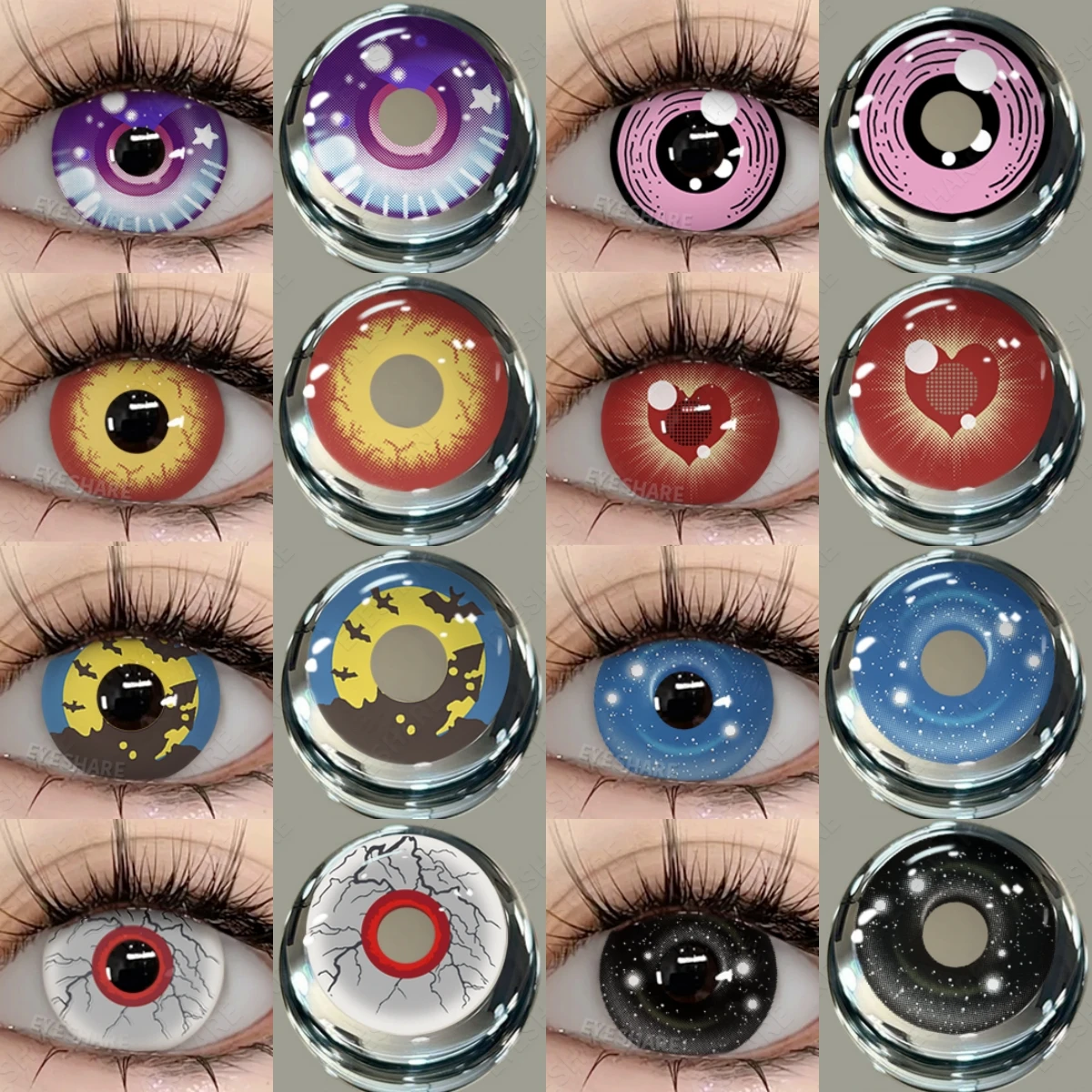 EYESHARE 2pcs Cosplay Colored Contact Lenses Anime Contact Lenses Blue Eye Lenses Yearly Crazy Halloween Makeup Colorful Lens