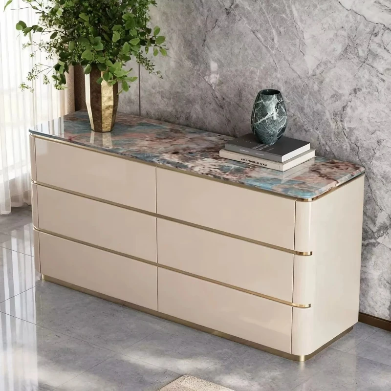 yjq light luxury marble six buckets, high-end entrance, villa large-capacity drawer storage cabinet