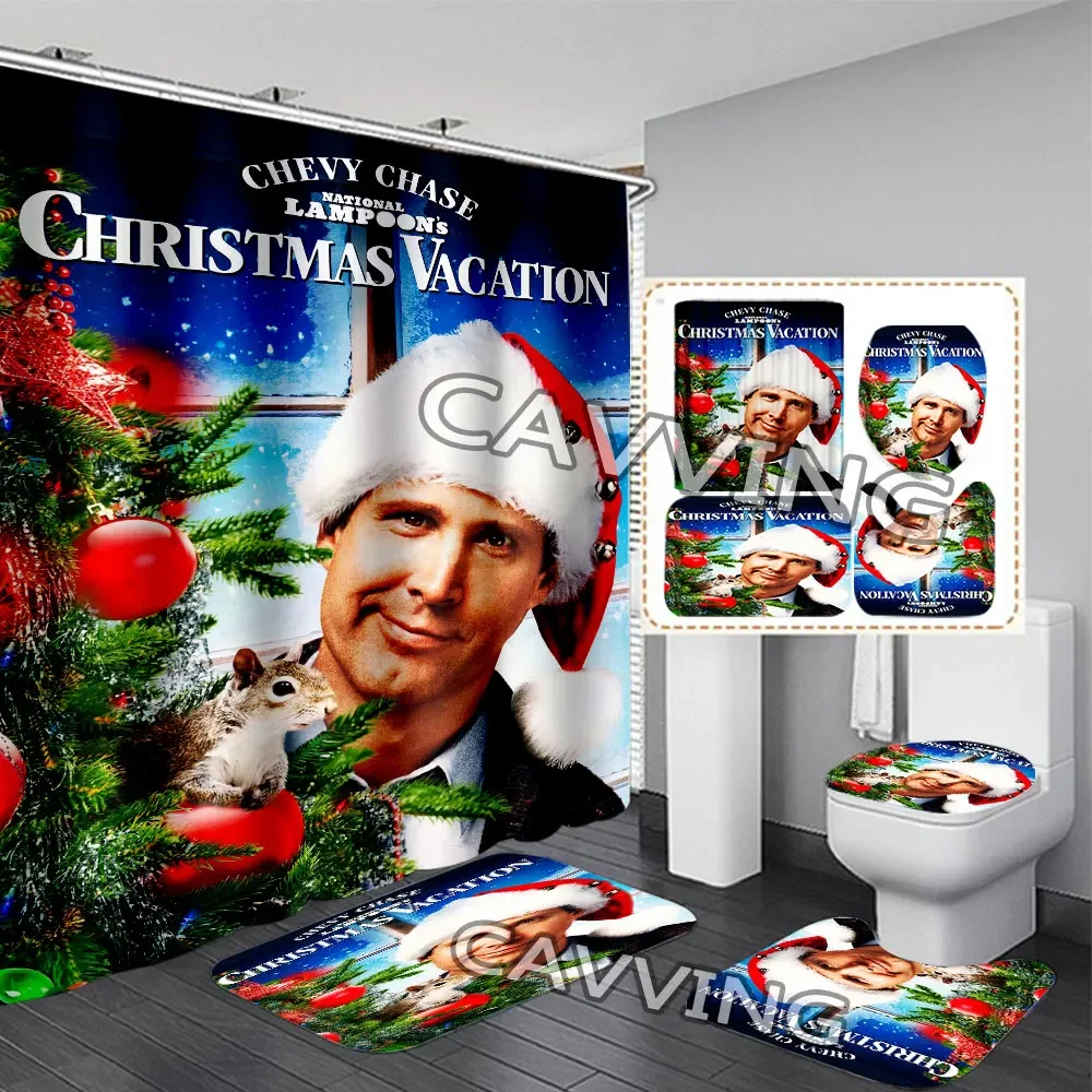 NATIONAL LAMPOONS CHRISTMAS VACATION 3D Print Shower Curtain Waterproof Bathroom Curtain Anti-slip Bath Mat Set Toilet Rugs Mat