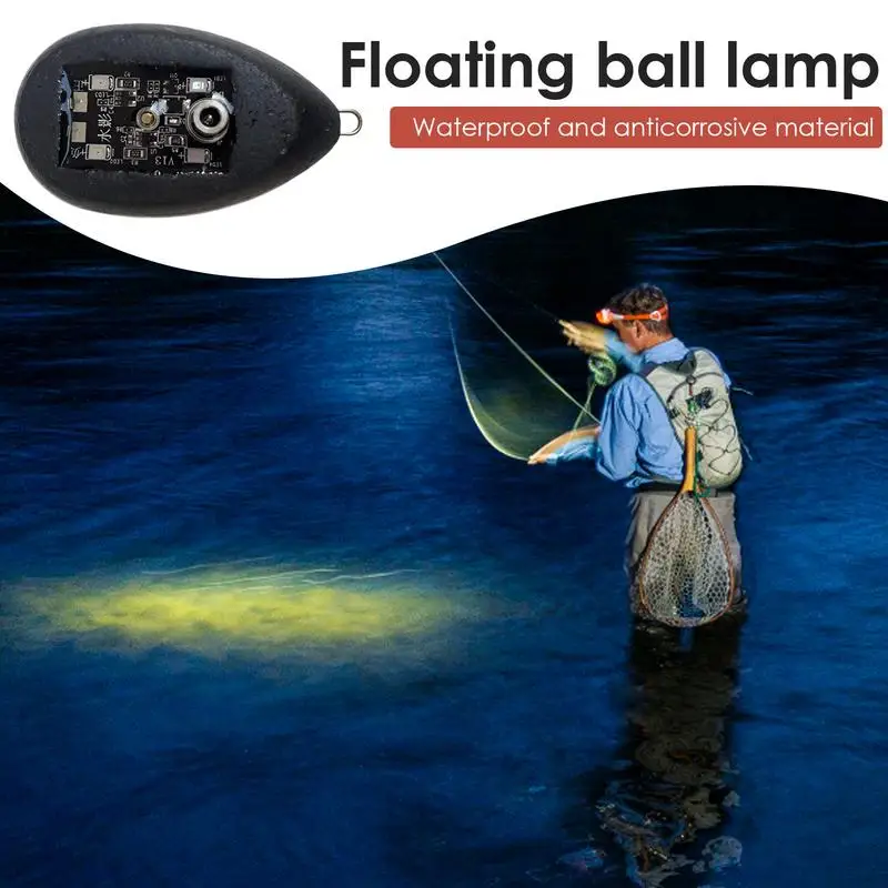 Floating LED Fishing Light Rechargeable Float Light Super Bright Night Vision Fishing Light Includes Charging Cable 4 O-Rings