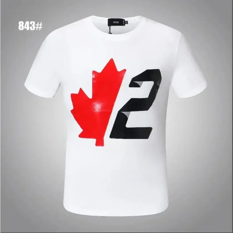 Nueva etiqueta Dsq2, camiseta de manga corta con cuello redondo para hombre, camiseta informal de algodón con estampado de ícono, camisetas de Hip-Hop para hombre, ropa para hombre