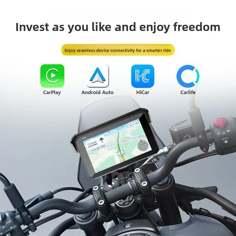 new Linghan Motorcycle GPS Navigator 5inch Portable Carplay Android Auto Hicar 1 Year Warranty Cross-Border