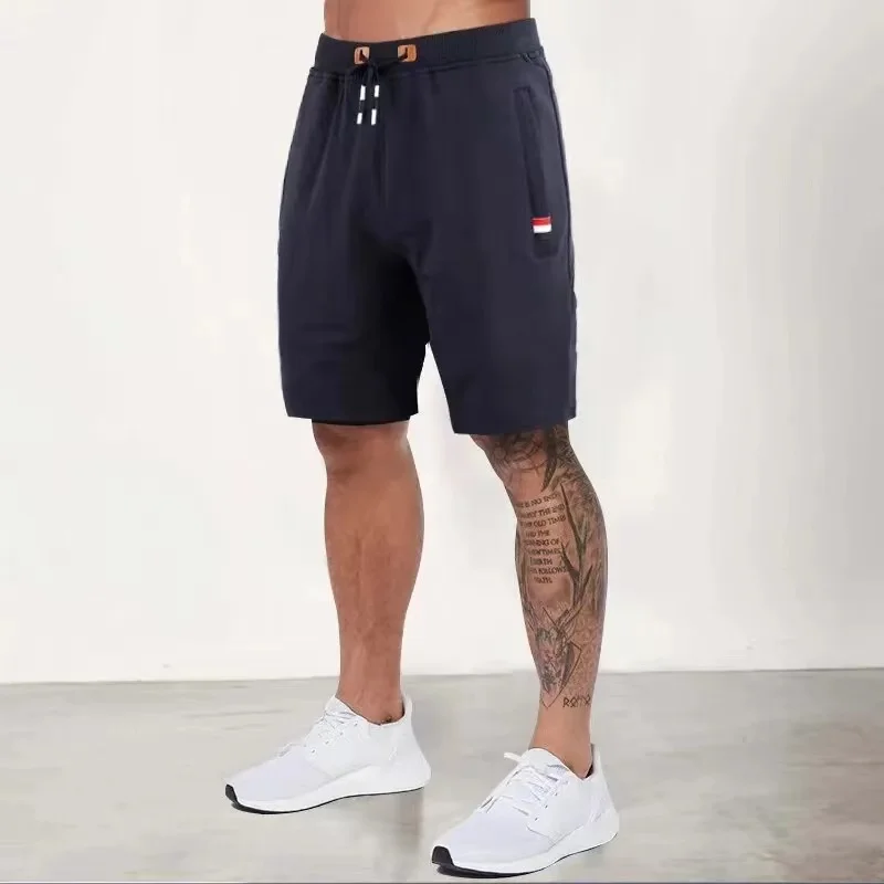 Pantalones cortos informales de verano para hombre, Bermudas deportivas transpirables, etiqueta Tricolor clásica, Bermudas de algodón, talla grande