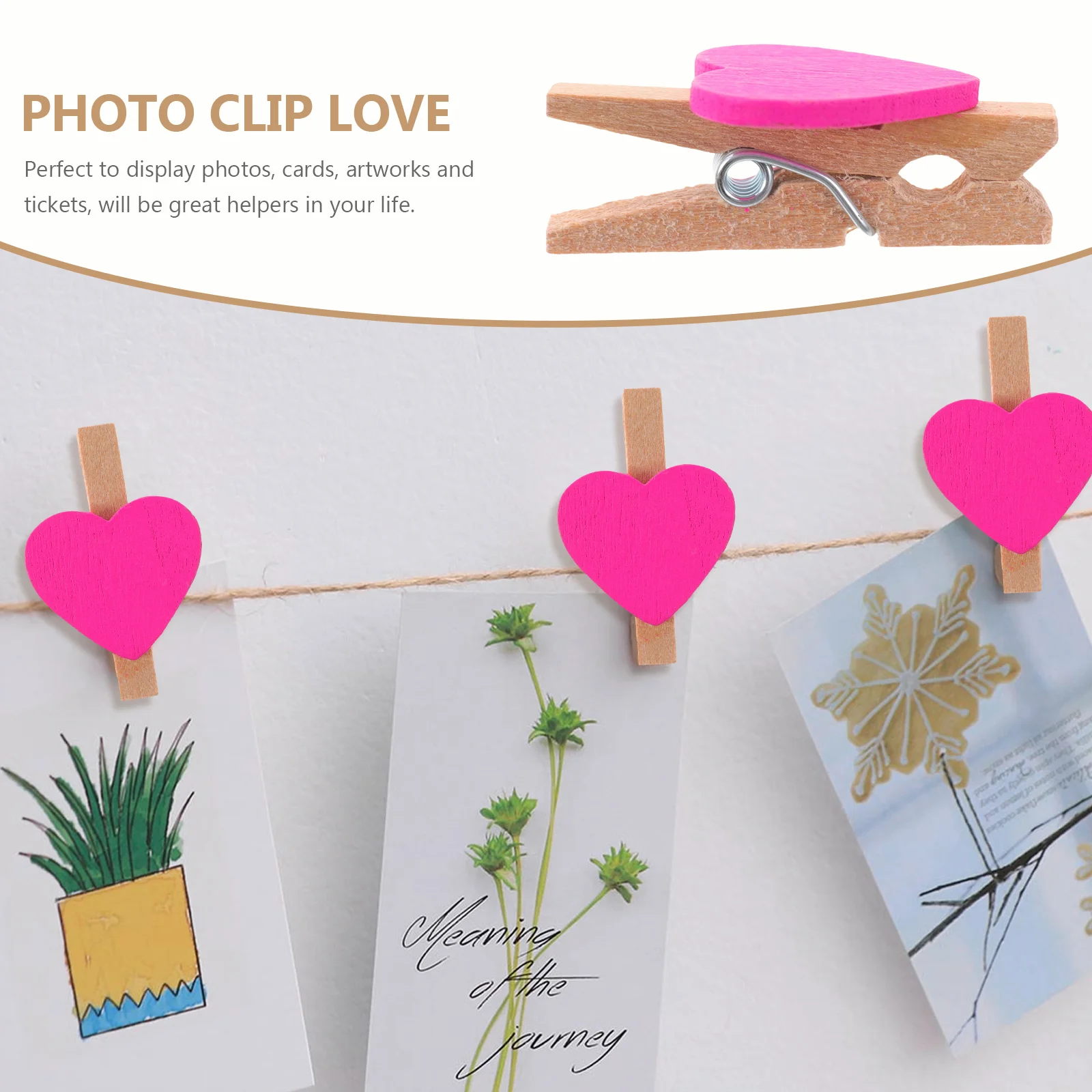 50 Pcs Love Photo Clip Mini Tongs for Serving Wood Pink Decor The Sound of Horse Hooves