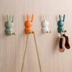 Cute Rabbit Hook Self Adhesive Dormitory Bedroom Door Hangers Hooks Key Umbrella Towel Cap Coat Rack Wall Animal Decoration Rack