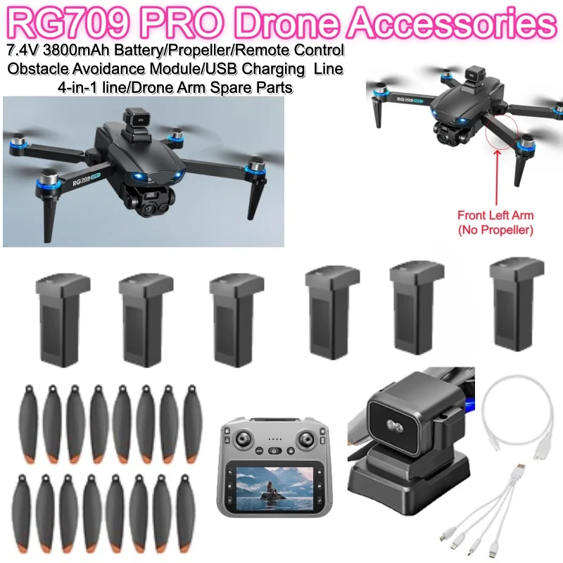 RG709 PRO Remote Control Quadcopter RC Drone Spare Parts 7.4V 3800Mah Battery Propeller/Obstacle Avoidance /USB/Arm Accessories