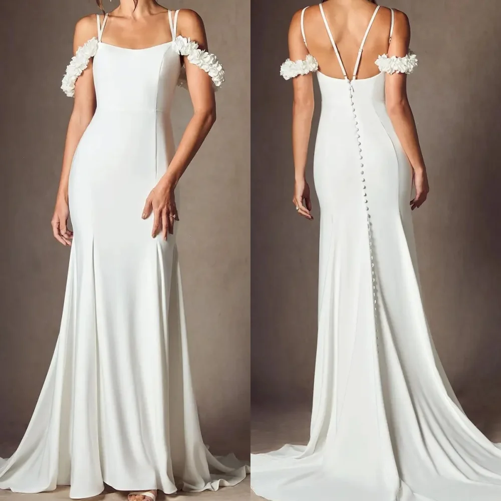 

Customized Jersey Exquisite Spaghetti Strap Trumpet Floor-length Bespoke Occasion Dresses Woman Elegant Party Wedding Engagement