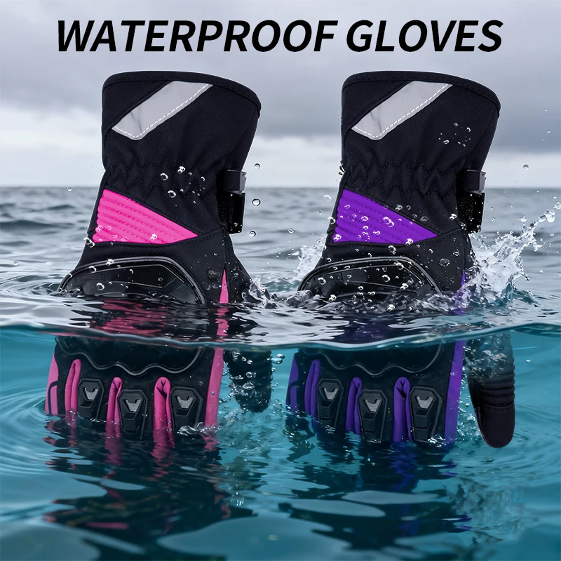 SUOMY Winter Motorcycle Gloves Women Pink Purple Windproof Waterproof Touch Screen Warm Biker Riding Motocross Gear Gloves view 2