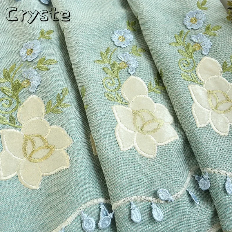 Curtains for Living Dining Room Bedroom Chenille Embossed Simple Embroidered Curtains Finished Custom High Shading