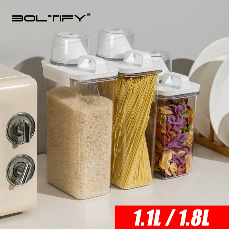 

BOLTIFY 1.1L/1.8L Covered Moisture-proof Sealed Storage Container - Used for Grain, Nut, Flour, Rice Food Storage Boxes