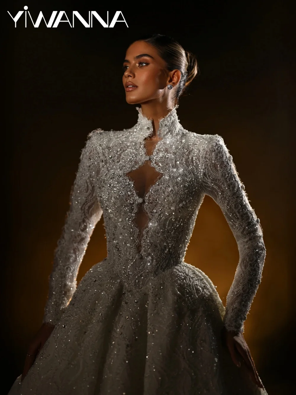 

Fully Beaded Embroidery Wedding Dress With Train Dazzling Crystal Ball Gown Bridal Gown Customized Dreamy Dresses For Bride