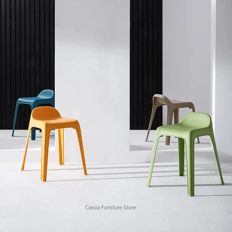 Plastic Stool for Home,Commercial Stackable Square for Restaurant Waiting Chair,High Bench for Dining Hall, Space-Saving Seating