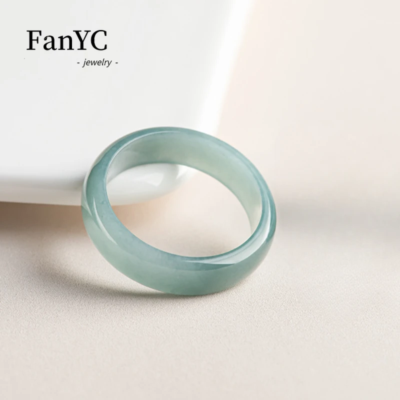 

Myanmar Jadeite Blue Water Ring Hand-carved Exquisite Charm Icy Jade Finger Ring Men and Women Holiday Gift Couple Souvenirs