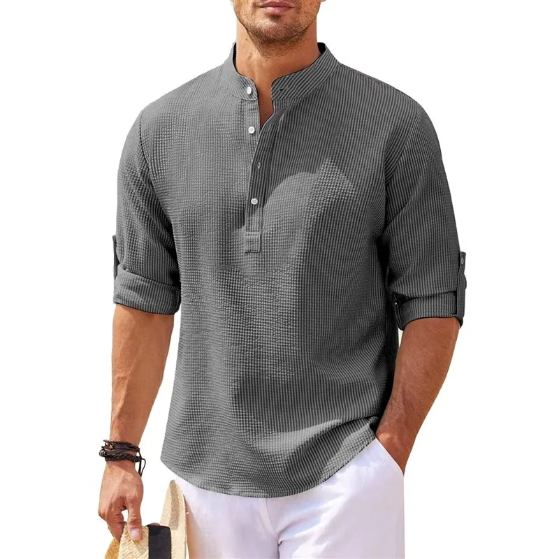 

Long Sve Standing Collar Pure Men's Casual irt Navy Sle Thiened Autumn Wear for M Children Other Fabric Other Mat...