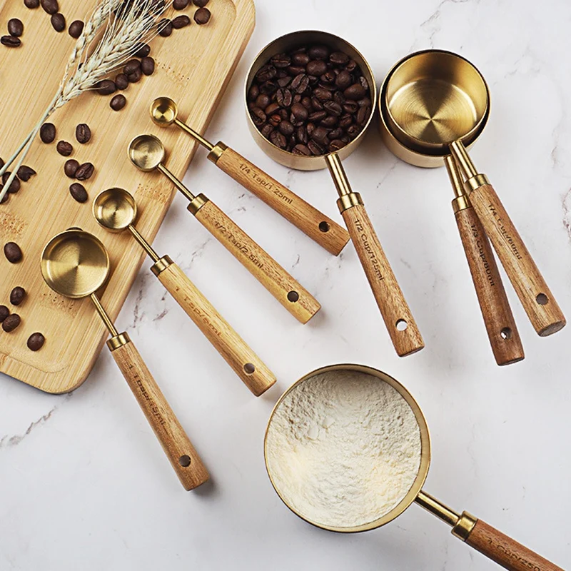 

Набор мерных ложек LUWEI с деревянной ручкой, мерный совок из нержавеющей стали, набор инструментов для выпечки, кухонные аксессуары