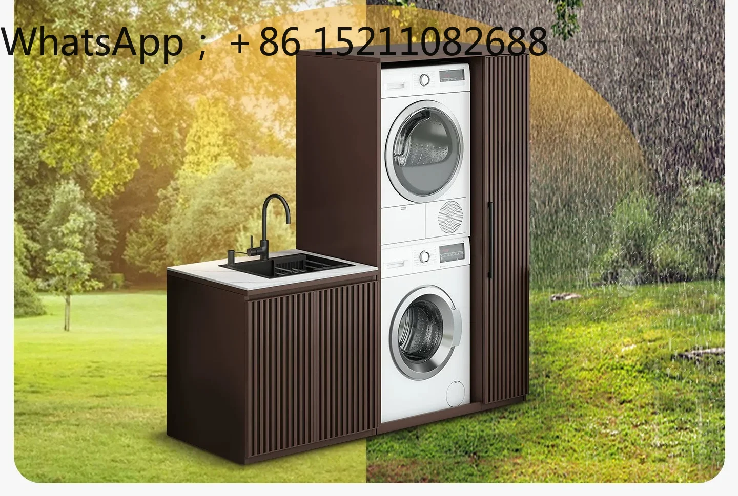 SCYall-aluminum alloy washing machine superimposed rock slab washbasin outdoor garden waterproof and sunscreen integrated locker