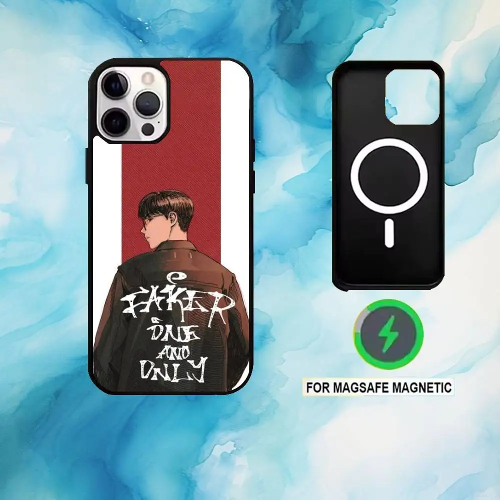 Funda de teléfono SKT T1 Faker L-LOL para iPhone17,16,15,14,13,12,11 Plus,Pro Max carga inalámbrica magnética Magsafe