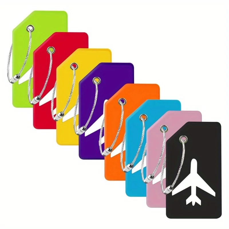 

1pc silicone luggage tags with stainless steel hanging rings, soft, foldable, casual style, suitable for travel and vacation