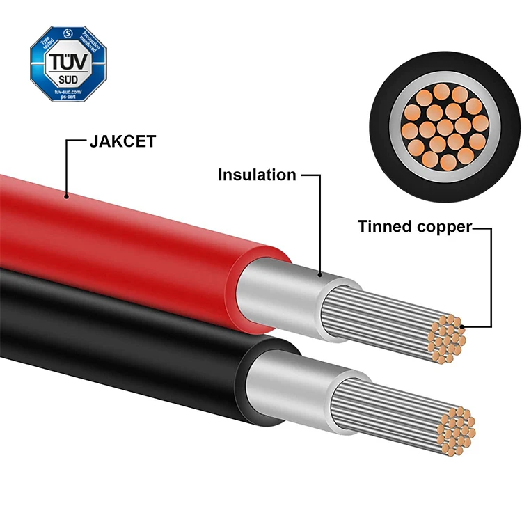 Кабель солнечный UL4703 12AWG, одножильный, красно-черный, с изоляцией XLPE, луженая медь, для портативных фотоэлектрических систем генерации энергии