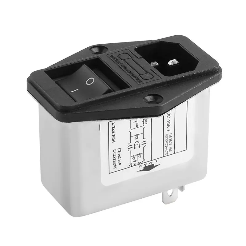 Persevering- Solder Lug Terminals IEC 320 C14 EMI Filter + Boat Switch + Fuse Holder
