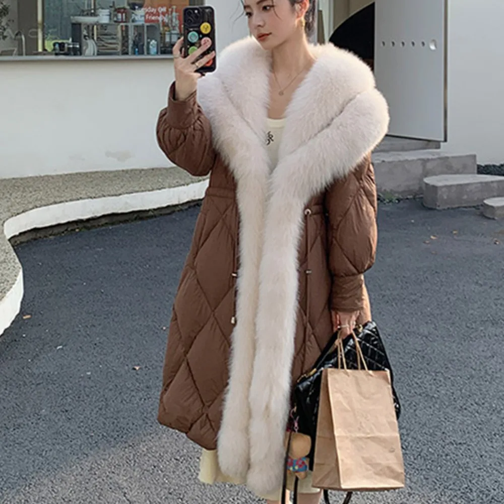 OFTBUY Long Goose Down Coat Women Warm 2024 New Winter Natural Real Fox Fur Collar Thick Fur Jacket Female Outwear Puffer Jacket