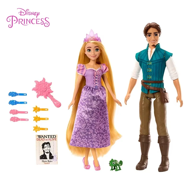 Original Disney Princess Toys Rapunzel and Flynn Rider Adventure Set Dolls Pretend Play for Girl Gifts Children's Holiday Gift