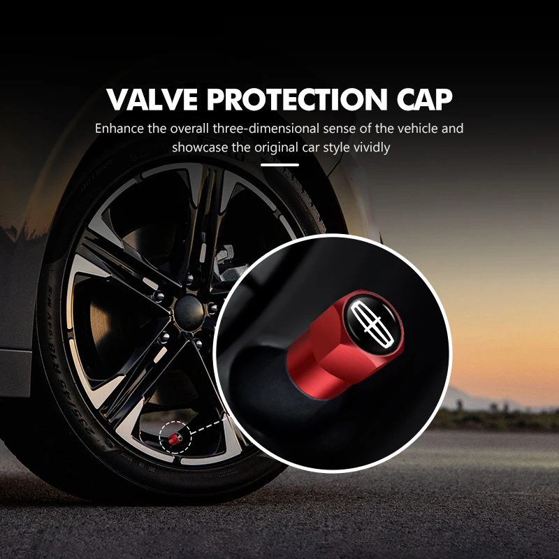4pcs Aluminum Dustproof Protection Cap Car Wheel Tire Valve For Lincoln Navigator MKZ MKX MKC MKT Continental Nautilus view 3