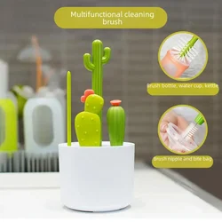 Cactus Cleaning Brush Set Multifunctional Cup Brush Baby Bottle Nipple Cleaner Suction Tube Scrubber Household Kitchen