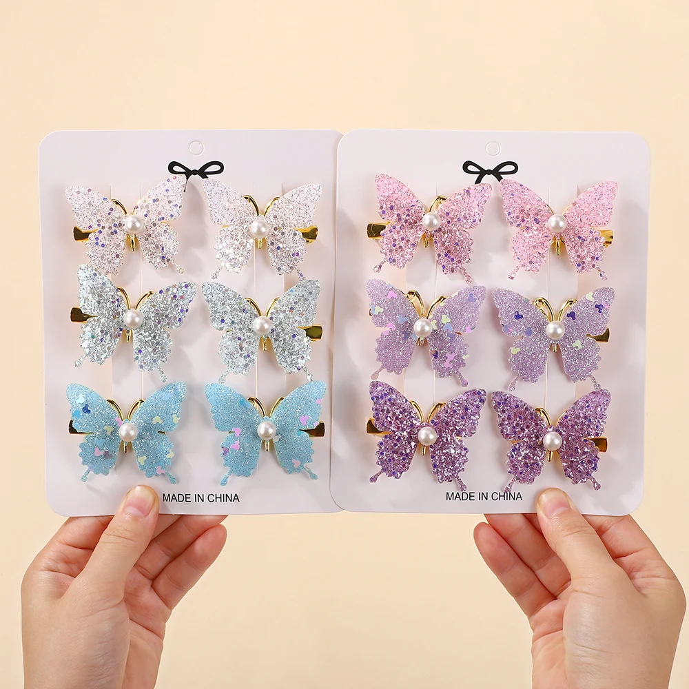6Pcs Colorful Butterfly Hairpins Girl Hair Clips Barrettes Women Sweet Hair Ornament Rainbow Headwear Fashion Hair Accessories