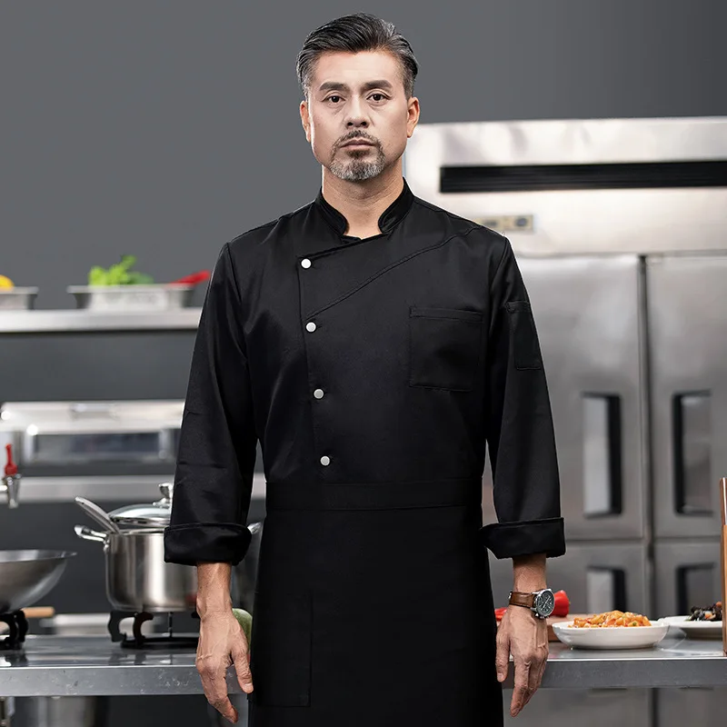 Monos de Chef de restaurante para hombre, ropa de trabajo de manga larga para restaurante, Catering, cocina, otoño e invierno, Un