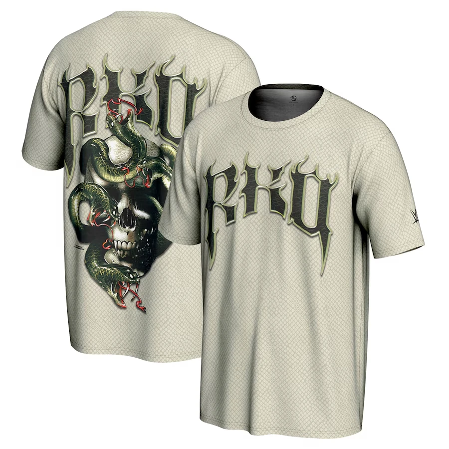 Men's Tan Randy Orton RKO Skull T-Shirt Classic Fashion Loose Sweat Absorbing Breathable Suitable For Outdoor Sports And Fitness