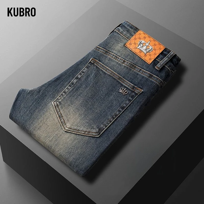 

Slim Fit Men's Jeans Retro Four Season High End Trendy Brand Small Foot Pants Straight Leg Casual Brand New Style Vintage Denim