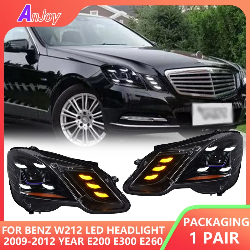 

Для BENZ W212 Фара 2 шт. Светодиодные фары 2009-2012 Фары E200 E300 E260 DRL Поворотник дальнего света Проектор «Ангельские глазки»