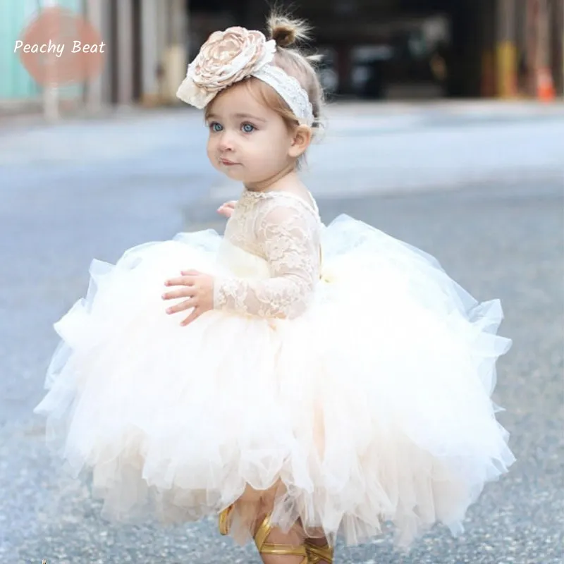 

Fashion Baby Girl Princess Lace Tutu Dress Infant Toddler Child Long Sleeve Vestido Party Wedding Birthday Baby Clothes 1-14Y