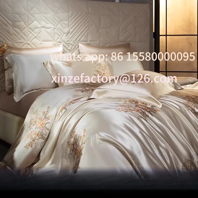 Customizable double-sided four-piece set of 100% mulberry silk high-end