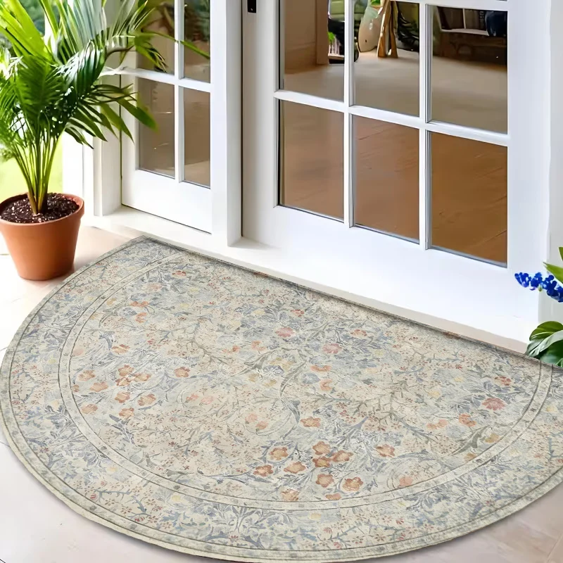Soft Pastel Shabby Chic Bloom Semi Circle Rug Commercial Welcome Doormat For Restaurant Supermarket Bistro
