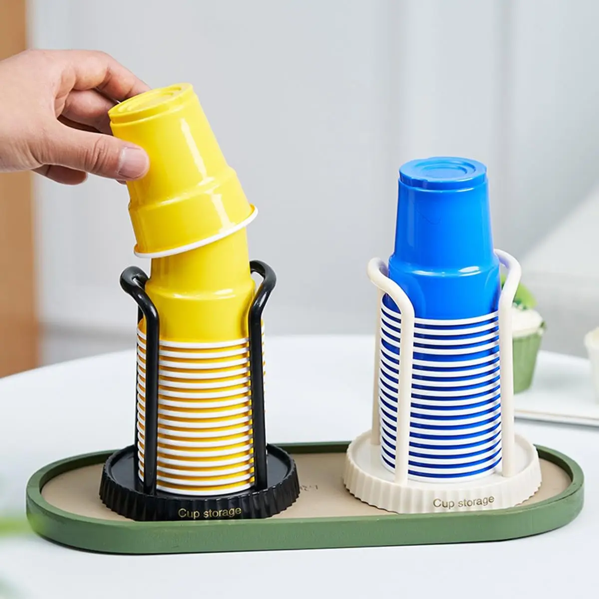 4 PACK Bathroom Cup Dispenser, Plastic Cup Holder, Disposable Cup Holder, Cup Dispenser for Restaurant, Coffee
