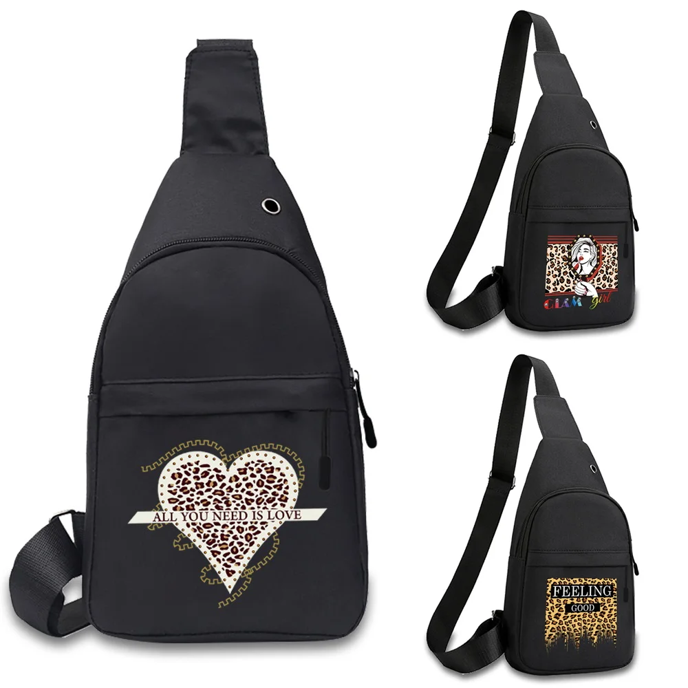 

Новинка 2025, нагрудная сумка с леопардовой серой, модные многофункциональные спортивные сумки через плечо для фитнеса, йоги, путешествий, пешего туризма, нагрудная сумка