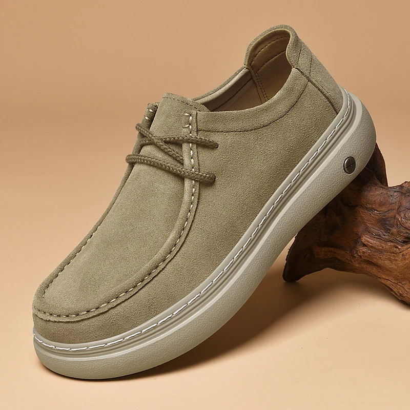 

Мужские замшевые повседневные кроссовки, Новое поступление 2026, дышащая мужская обувь, модная прогулочная обувь на шнуровке, удобная мужская обувь