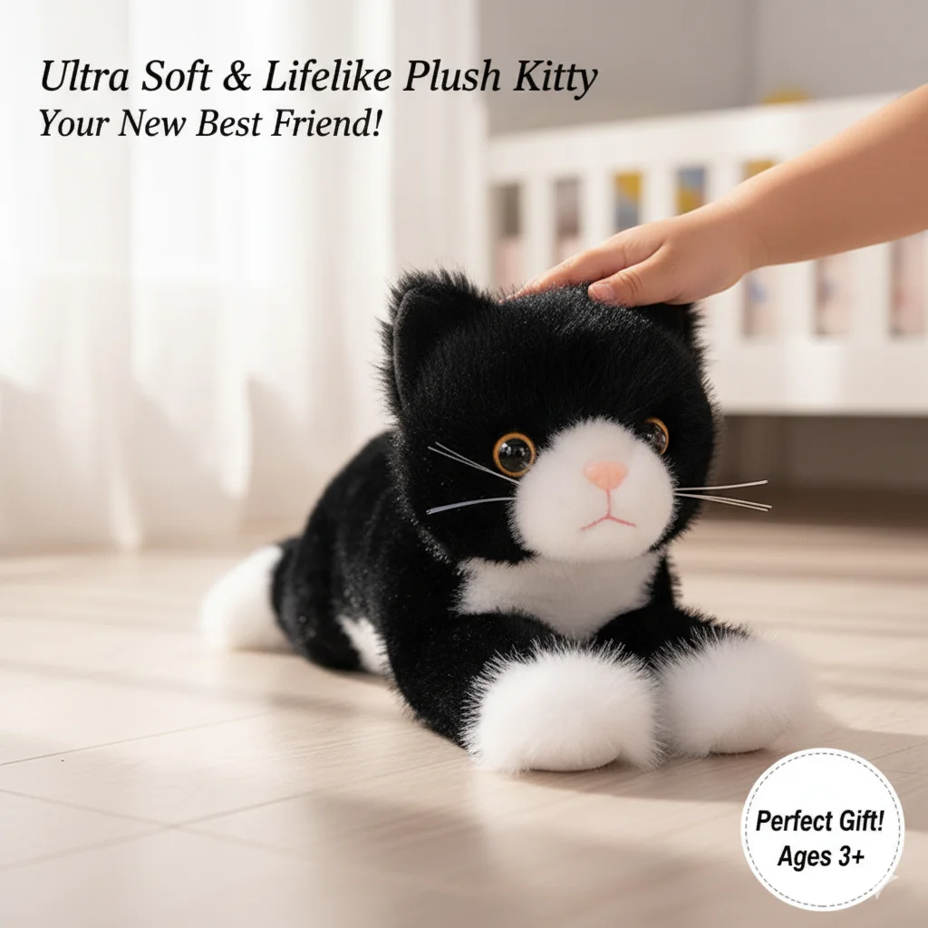 

Realistic Plush Cat Toy Stuffed Animal Simulation Kitten For Girls Boys Bedtime Sleeping Companion Birthday Gift Room Decor