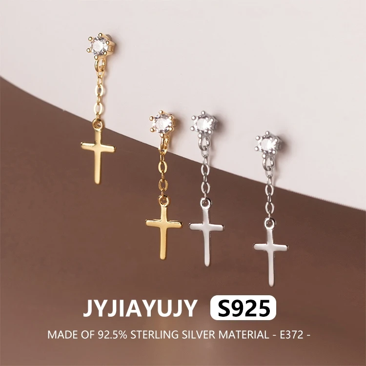 

JYJIAYUJY 100% цельно оригинальные серьги-капли из стерлингового серебра S925 с крестом, элегантность для повседневного ношения, подарок для женщин, E372