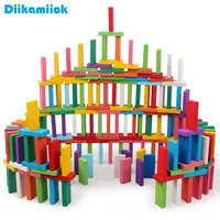 100pcs Colorful Domino Game Wooden Building Blocks Kids Montessori Educational Toys for Children Gifts Dominoes Set