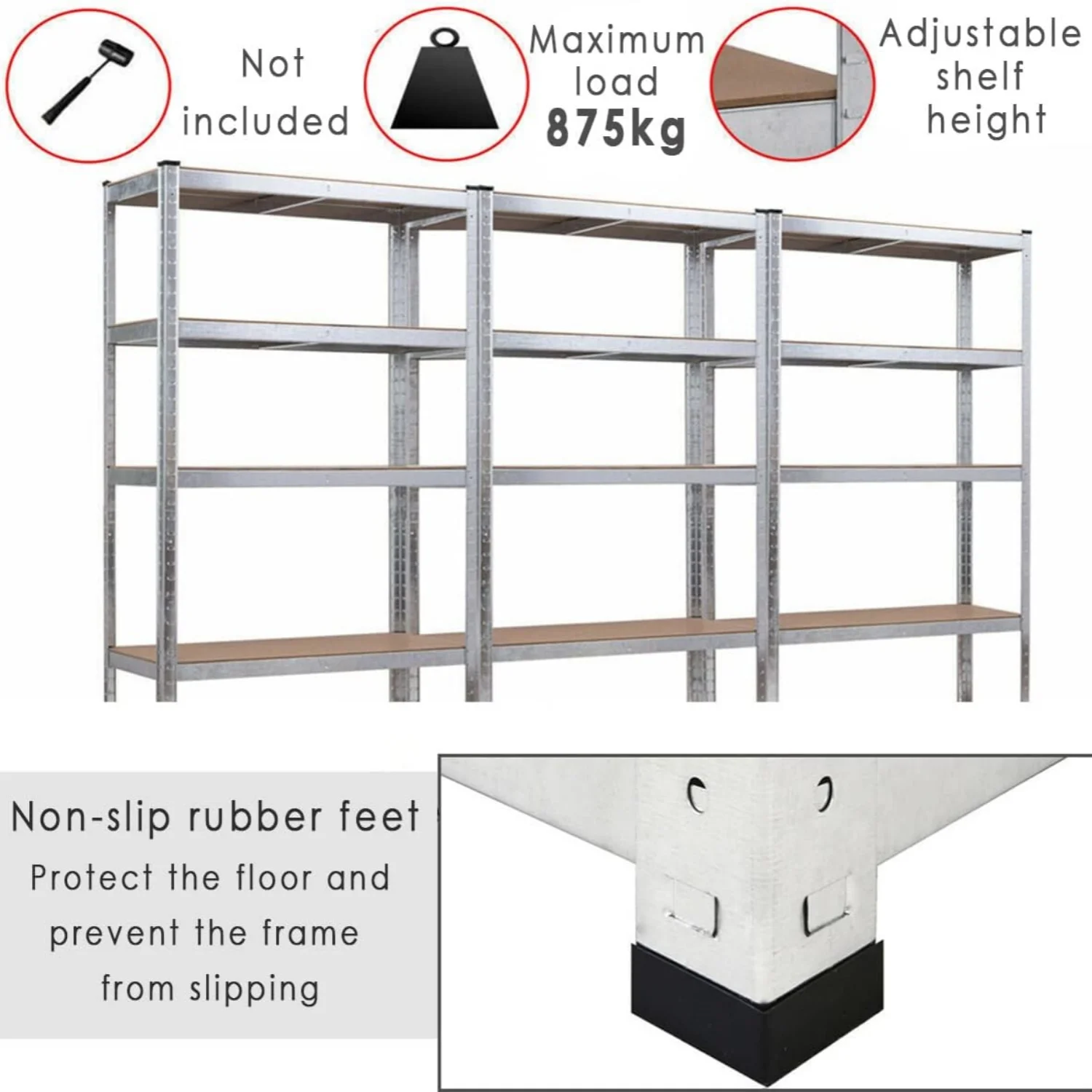 BRIEFNESS Multi-purpose Organiser 5 Tier Shelving Storage Racks Easy to Assemble Adjustable Height Workshop Storage Racks