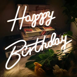 Happy Birthday LED Neon Sign for Birthday Party Decor, Acrylic Light Sign, Backdrop Room Decoration, Atmosphere Light Up