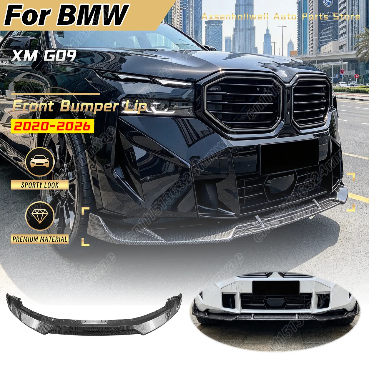 For BMW XM G09 2020 2021 2022 2023 2024 2025 2026 Car Front Bumper Lip Splitter Spoiler Exterior Auto Styling Modification Kit