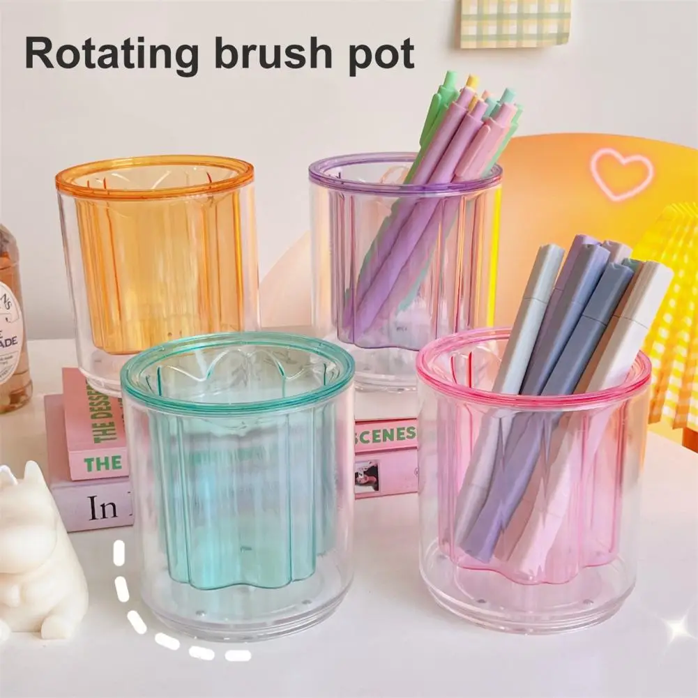 Pen holder transparent large-capacity rotatable creative shape bright color acrylic universal transparent desktop pen storage