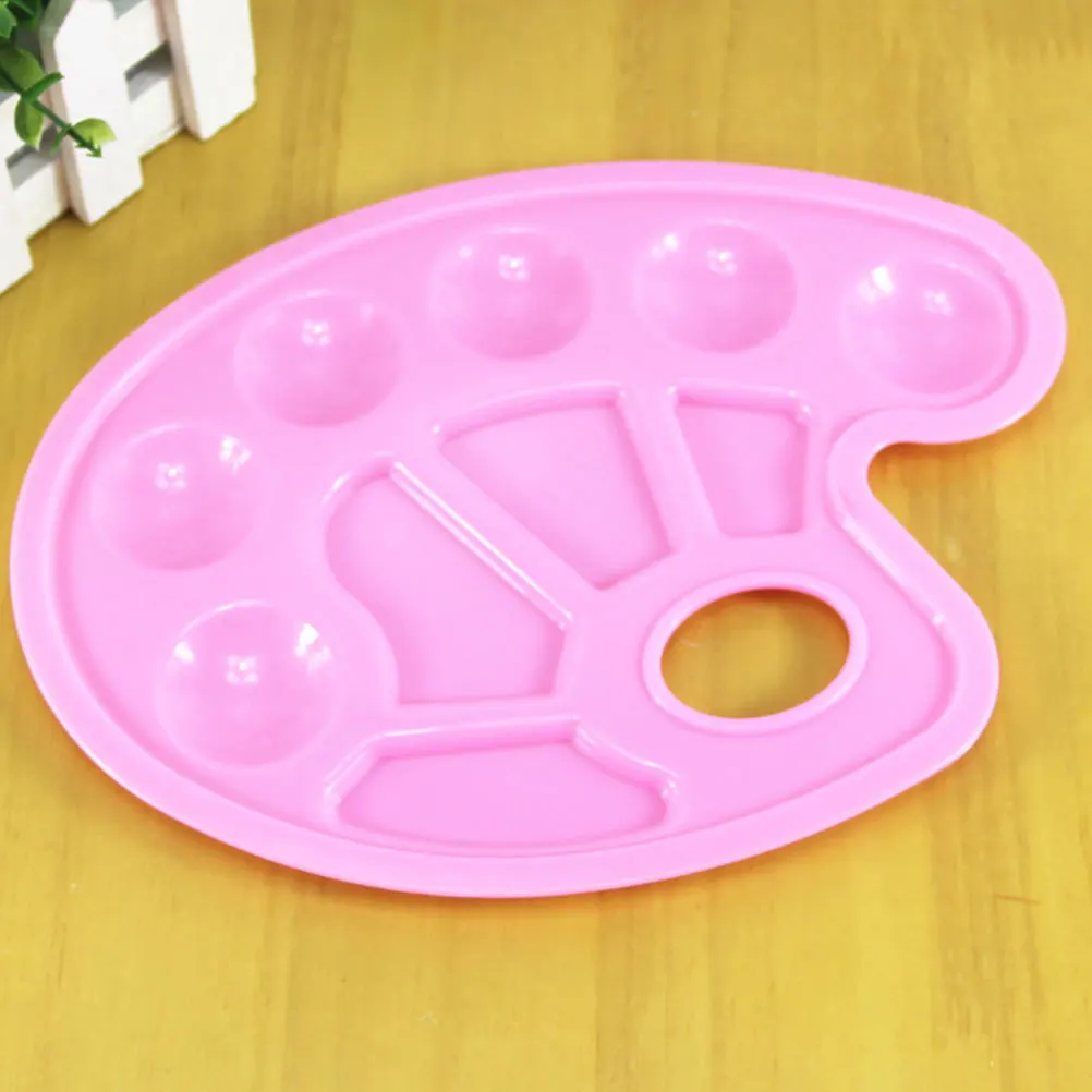 

10Pcs 10 Lattices Palettes Simple Paint Plates Watercolor Mixer Art Work Color Mixing Tray Pink Lightweight Durable Easy Wash